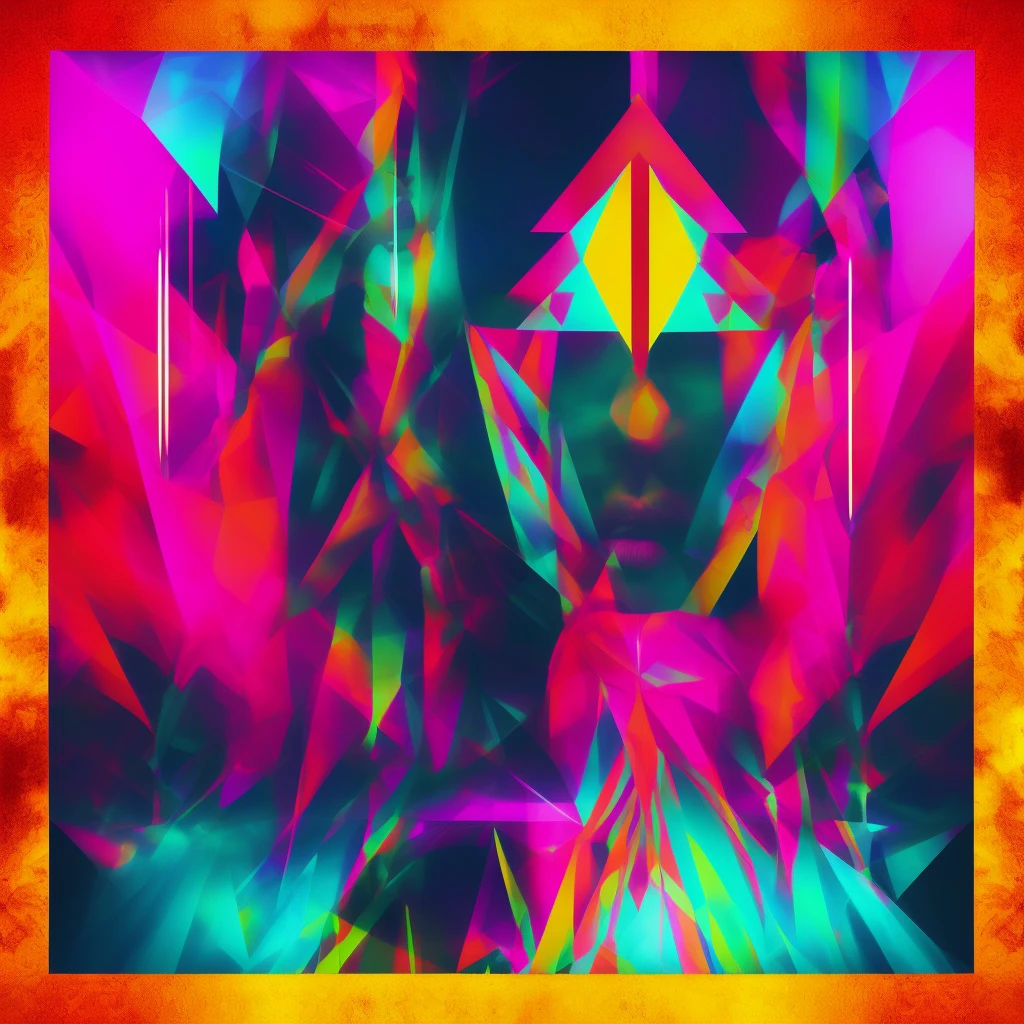 Spring edm events in Denver; depicted by a neon colored album artwork with abstract shapes and remembrance of a face in the graphics