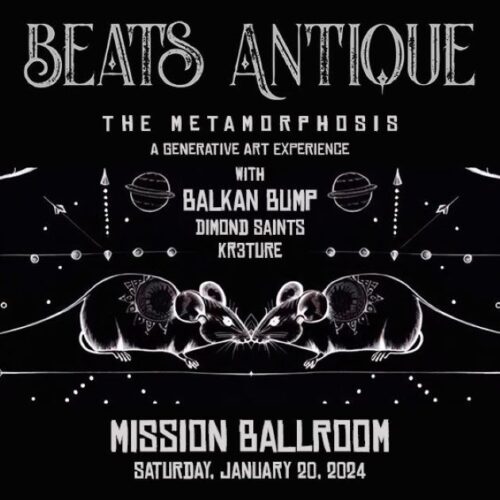 Beats Antique tickets to Mission Ballroom, 1/20/23. Event flyer.