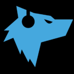EDM Den's Event Calendar Logo featuring a light-blue trademarked wolf.