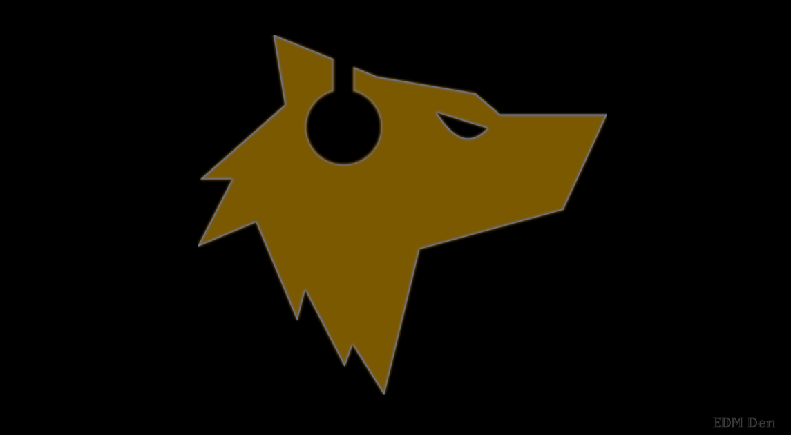 EDM Den's Festival Calendar Logo featuring a dark-yellow wolf.
