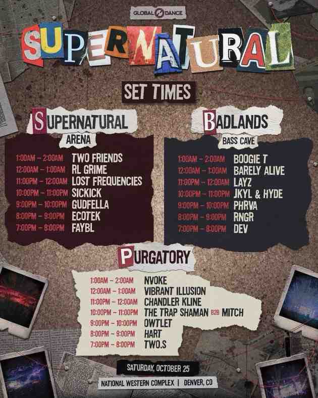 Set times for Supernatural Colorado festival 2025.