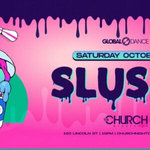 Shushii promo flyer for their EDM concert in Denver, pink background and neon text accents.