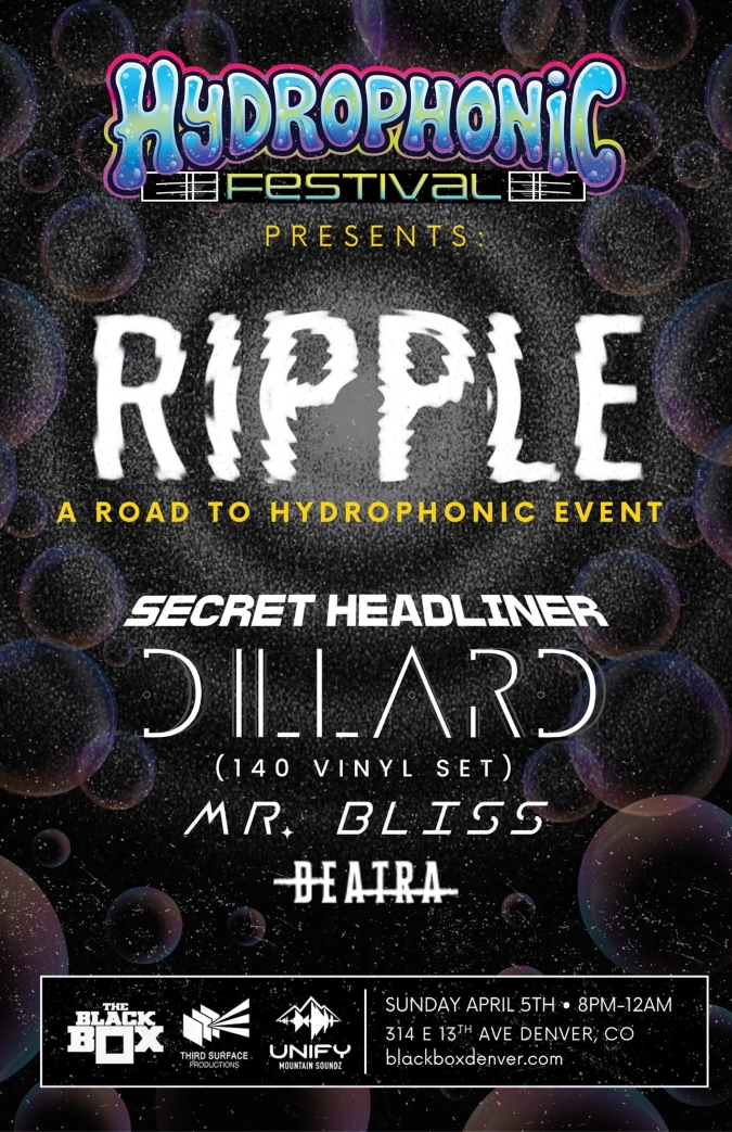 Hydrophonic Festival Presents Ripple at The Black Box Denver (flyer)